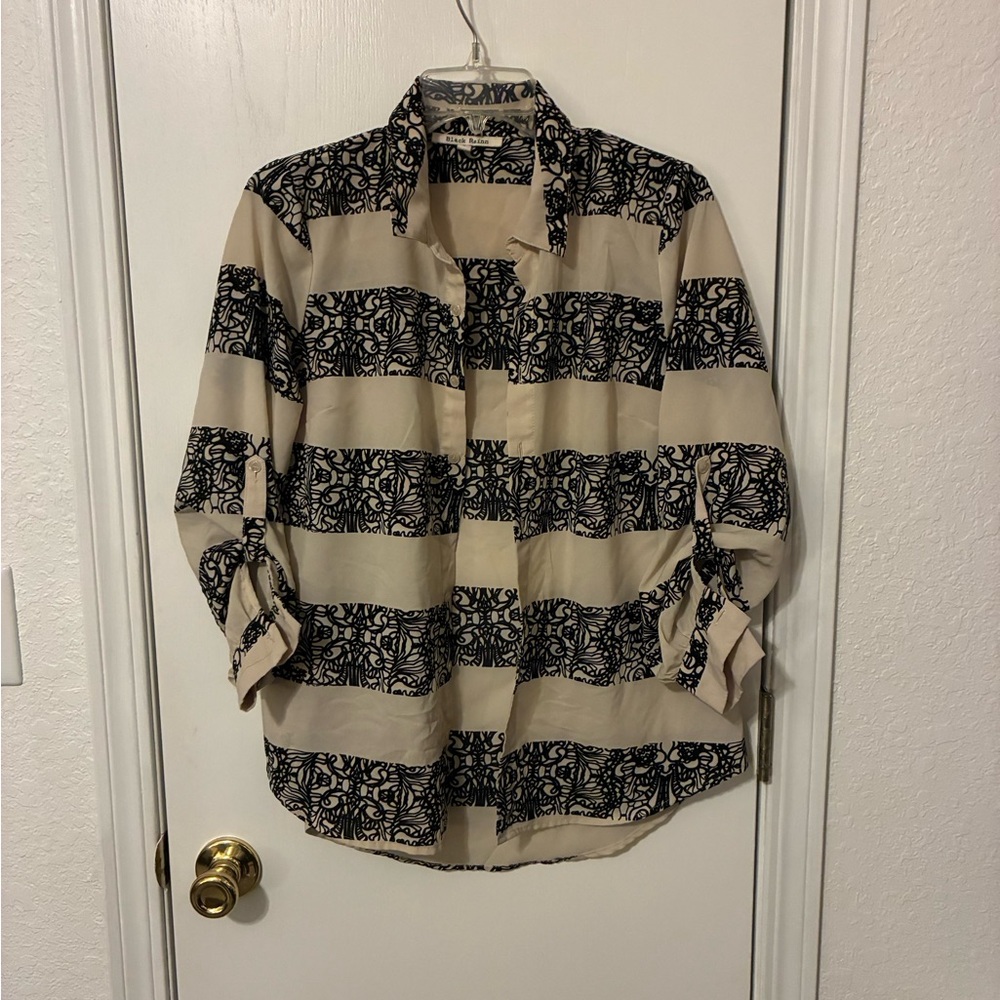 Black and Cream Striped Office Shirt